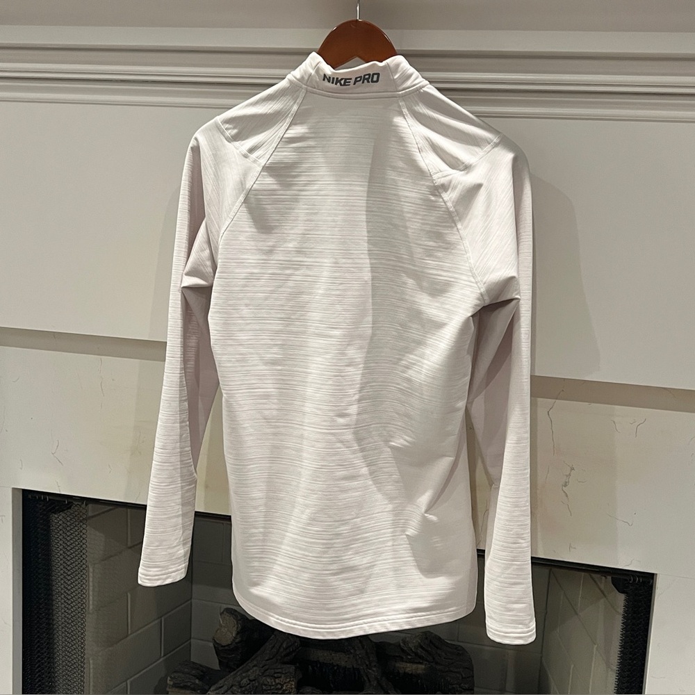 Nike Pro Men's White Long Sleeve Shirt 1/4 Zip Fitted - Picture 4 of 9